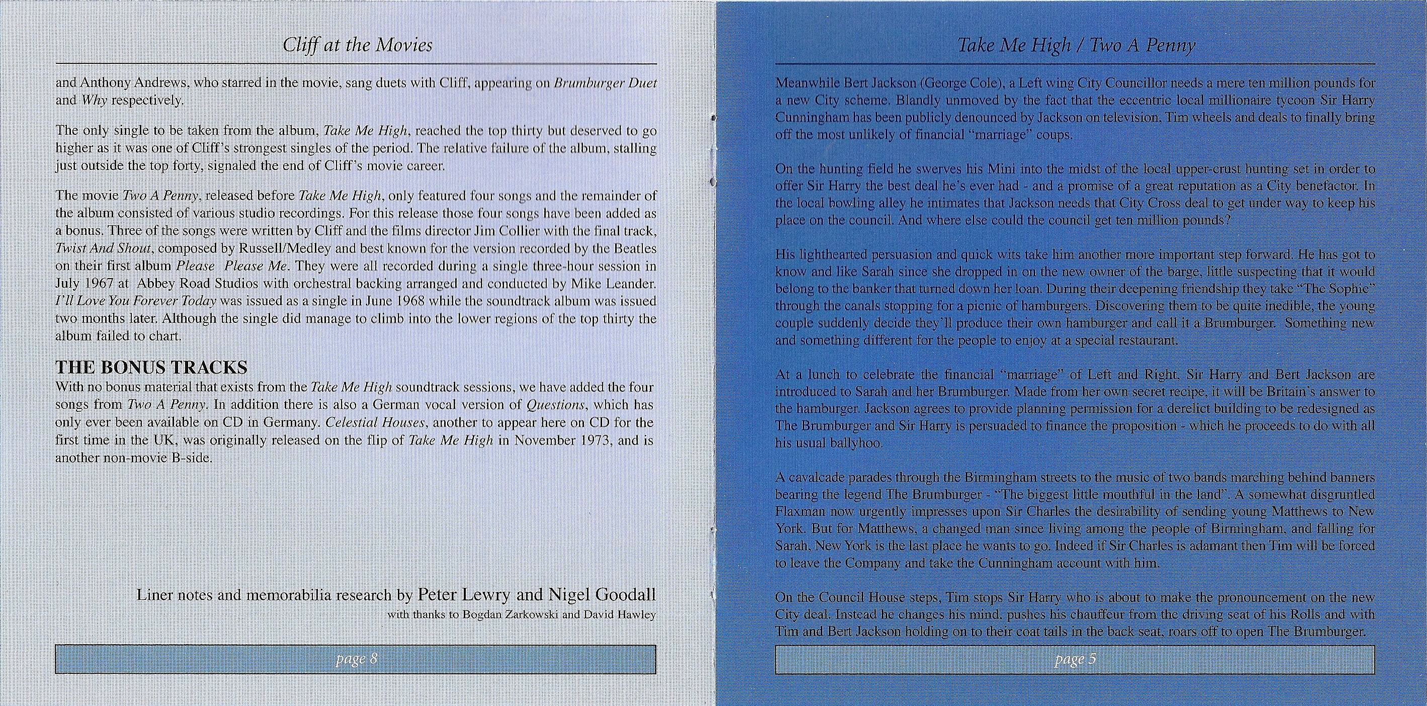 Cliff Richard Take Me High : Booklet 5